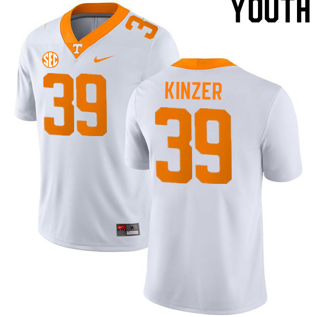 Youth #39 Malcolm Kinzer Tennessee Volunteers College Football Jerseys Stitched-White